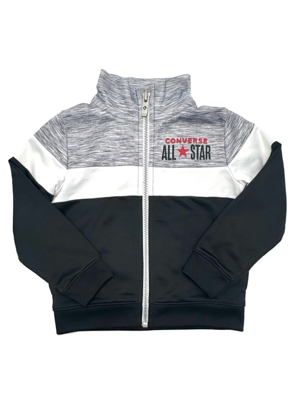 Converse Kids' All Star Colorblock Zip-Up Track Jacket - Gray/White/Black